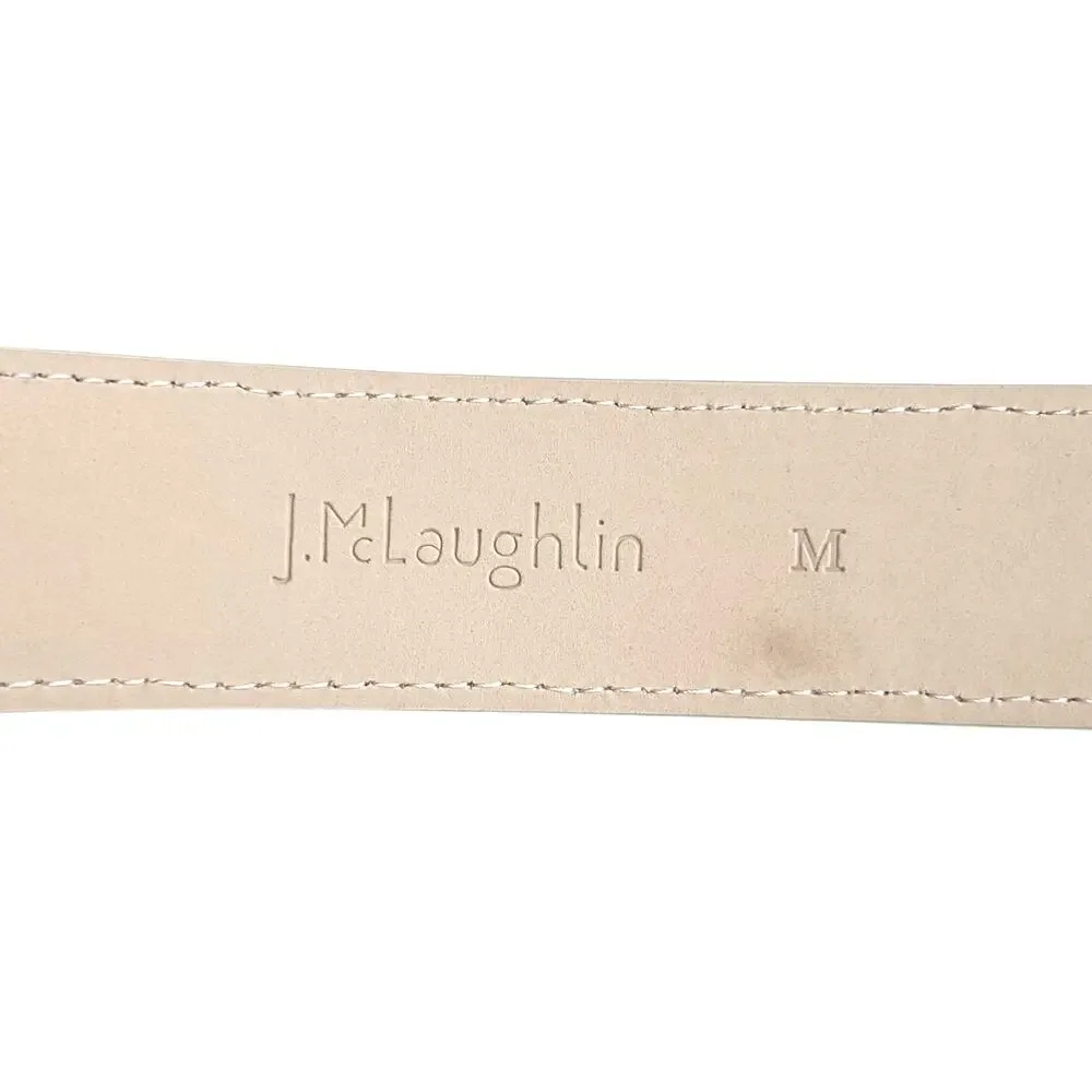 J.McLaughlin Jayla Grasscloth White Leather Raffia Belt Gold Bamboo Buckle M - Picture 11 of 15